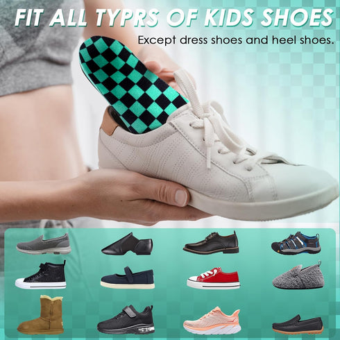 ROCKTAKIN Kids Arch Support Shoe Insoles - Plantar Fasciitis Orthotics Inserts for Children's High Arch and Flatfoot