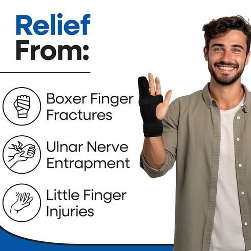 Metacarpal Finger Splint Hand Brace - Pinky Finger Splint for Boxer Fractures, Ulnar Gutter Support