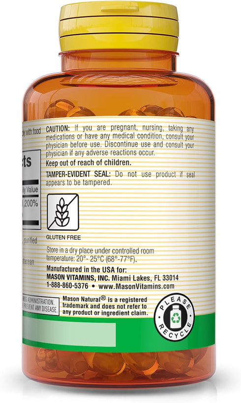 MASON NATURAL Vitamin E 180 mg (400 IU) - 100 Softgels for Immune System and Skin Health