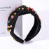 Teacher Headband Accessories, Colorful Rhinestone Crystal Jeweled Black Wide Top Knot FRI-YAY TEACHER Charm