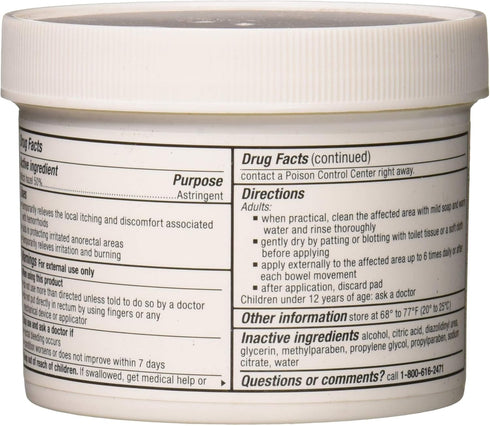 Medi-Pads Maximum Strength With Witch Hazel Hemorrhoidal Hygienic Cleansing Pads 100 Ct per Jar Compare to Tucks Pads