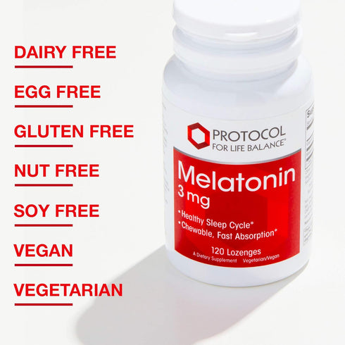 Protocol Melatonin 3mg with Vitamin B6, Immune and Sleep Support, 120 Lozenges