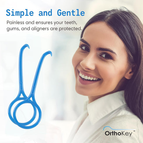 OrthoKey Clear Aligner Removal Tool - Invisible Braces & Retainer Remover Key | Dental-Grade Supplies (2-Pack) Blue