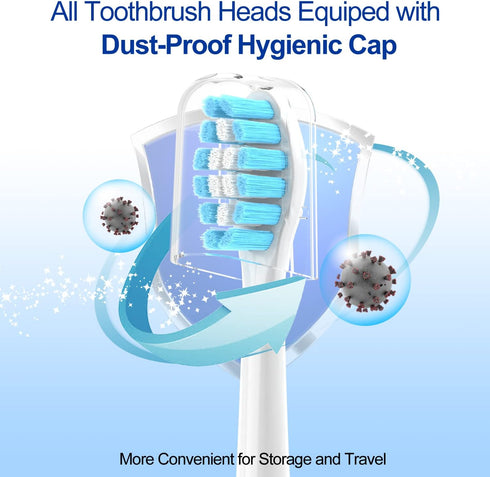 Replacement Toothbrush Heads for Philips Sonicare - Medium Soft, 8 Pack