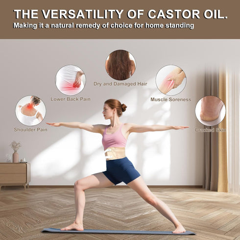Pack 9-Piece Set Castor Oil Wrap for Women & Men Full Body Detox & Pain Relief | Reusable Hot Cold Compress for Back
