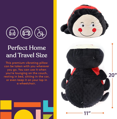 Special Supplies Ladybug Sensory Vibrating Pillow, Pressure Activated for Kids and Adults, Plush Minky Soft
