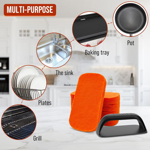 6-Piece Griddle Cleaning Kit for Blackstone, Flat Top Grill Cleaning Kit, Non-Scratch Scouring Pads, 5 Scrubber Pads
