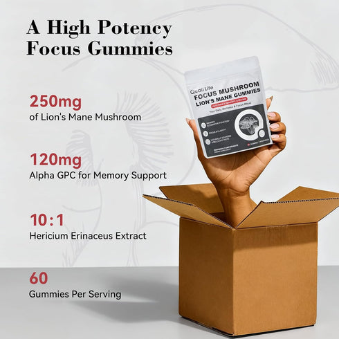 Gummies Gummy Gummies 60 Count (1) Mushroom with Lions Mane - Alpha Brain for Focus & Memory - Nootropic Focus