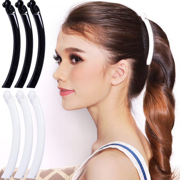 RC ROCHE ORNAMENT 6 Pcs Thin Banana Ponytail Maker Holder, Cute No Slip Grip Hair Clasp Clip for Women