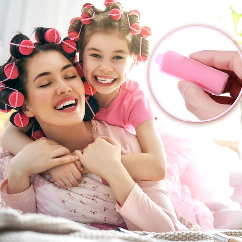 Zhehao 36 Pcs Small Pink Foam Hair Rollers for Heatless Curls, Flexible Sleeping Hairdressing Curler (0.79 x 2.76 Inch)
