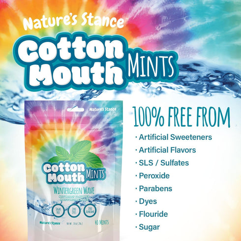 Nature's Stance Xylitol Mints, Sugar Free, 40 Count for Cotton Mouth Relief, Stimulates Saliva & Freshens Breath