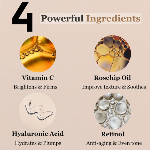 mivida Super Serum for Face 1.0 oz | All-In-One Natural Facial Serum with Retinol, Hyaluronic Acid, RoseHip Oil &