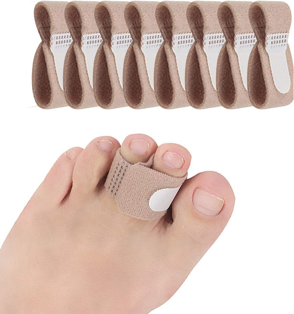 8 Pieces Toe Splint Wraps, Non Slip Hammer Toe Straightener for Broken, Crooked, Overlapped Toes - Women and Men