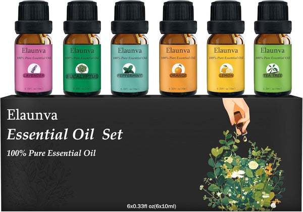 Essential Oils Aromatherapy Set - 6 Oils for Diffusers, Home Care, Candle