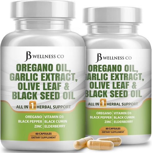 JB Wellness Co JB Wellness Oregano Oil, Garlic Extract, Olive Leaf, with Astragalus - Immune