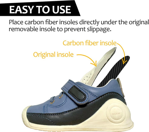 Kids Carbon Fiber Insole, Correct Children's Tip Toe Walking, Rigid Shoe Insert for Plantar Fasciitis Pain Relief