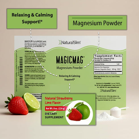 MagicMag 8oz NaturalSlim Magnesium Citrate Powder Drink for Relaxation, Stress, Constipation, Better Rest & Digestive
