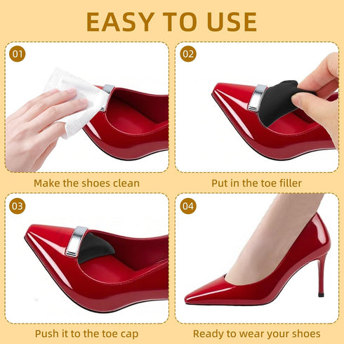 LUSTRIB 3 Pair Shoe Filler for Too Big Shoes Women Men, Adjustable Toe Inserts Make Shoes Fit That are Too Big, Soft