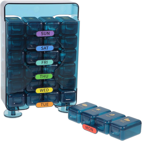 Portable Weekly Medicine Organizer Reusable Pill Case with Compartments Tight Seal Travel-Friendly