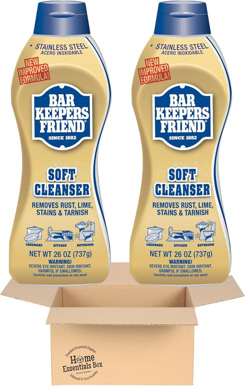 Home Essentials Box Bar Keeper Friend Soft Cleanser Liquid (2 x 26 Ounce) Multipurpose Cleaner