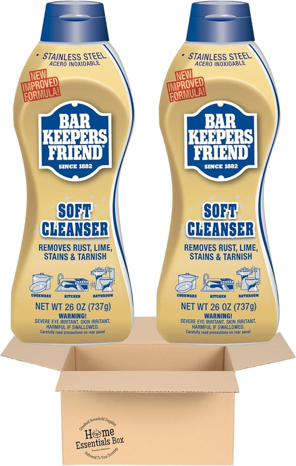 Home Essentials Box Bar Keeper Friend Soft Cleanser Liquid (2 x 26 Ounce) Multipurpose Cleaner