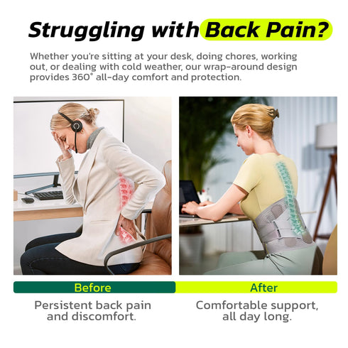 Back Brace for Lower Back Pain Relief with 360-Degree Biochemical Hug Support, Soft Lumbar Support for Herniated Disc