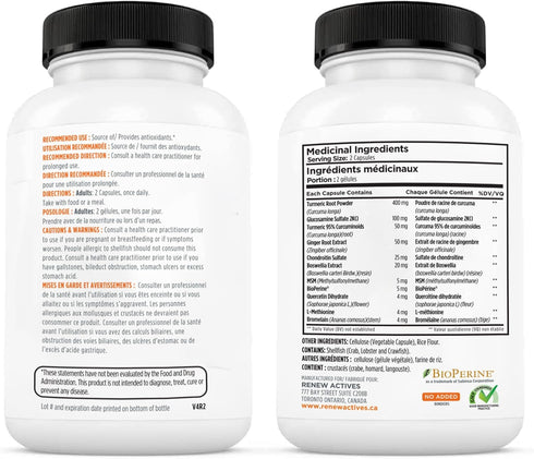 Renew Actives Turmeric Platinum - Antioxidant Source & Liver Protectant, Promotes Digestive Health, 120 Capsules