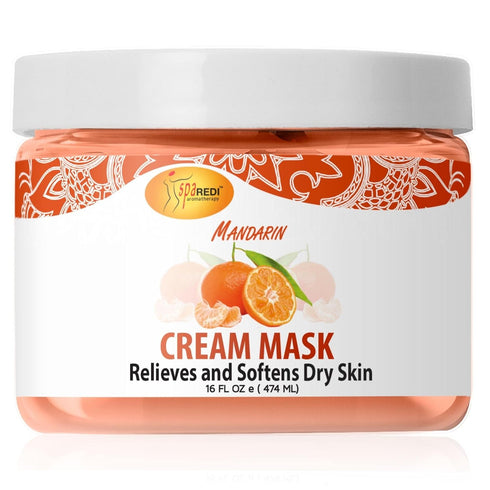 SPA REDI Body and Foot Cream Mask, Mandarin, 16 Oz, Hydrating Pedicure Massage for Tired Feet, Infused with Hyaluronic