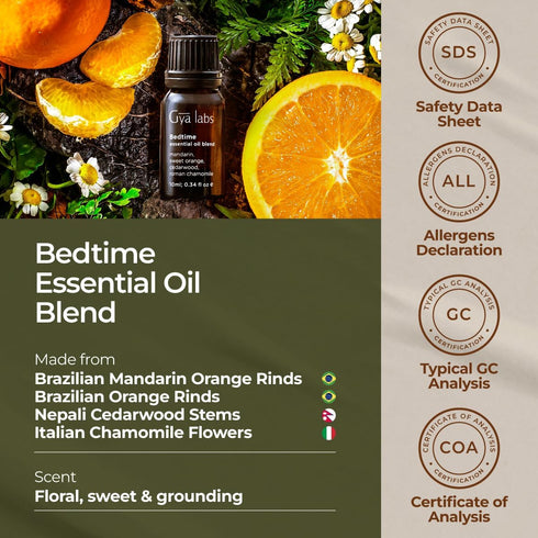 Gya Labs Bedtime Essential Oil Blend for Diffuser, 100% Natural Aromatherapy Oil for Sleep and Calming