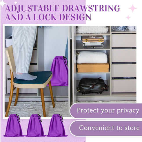 Adjustable Microfiber Toy Storage Bag, Small Drawstring Cloth Pouch for Game Toy Cosmetic Glass (Purple, Mixed Sizes)