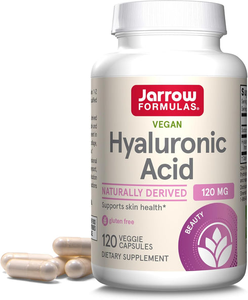 Jarrow Formulas Hyaluronic Acid - 120 mg, 120 Veggie Capsules - Dietary Supplement for Skin Health Support, Up to 60