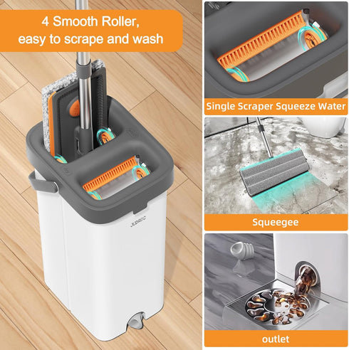 Set Home,61" 4 JUDRDO Mop and Bucket with Wringer for Flat Mop and Bucket System for Floor Cleaning,Wet Dry Mop Window