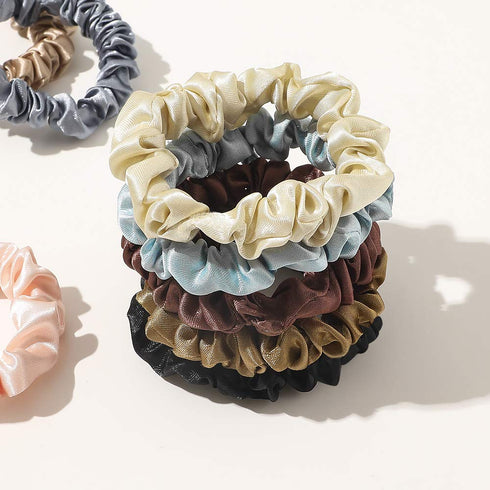 Scrunchies Silk Satin Hair Ties - Elastic Ponytail Holders, Small Scrunchy for Thick Curl Hair, No Crease Accessories