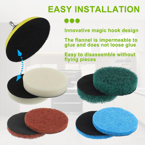 16pcs Electric Cleaning Brush Pad Set with Foam Pads and Heavy Duty Pads for Bosch Home/Garden Battery Cleaning