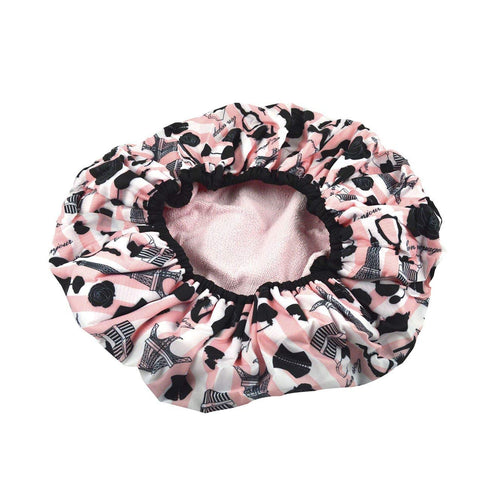 Reusable Nylon Shower Cap & Bath Cap - Oversized Waterproof Shower Caps for All Hair Lengths, Terry Lining