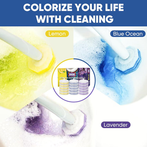 HHXI 90Ct Aromative Toilet Brush Refills, Toilet Bowl Cleaner Refills, Double-Layer Cleaning Pads Added, Disposable