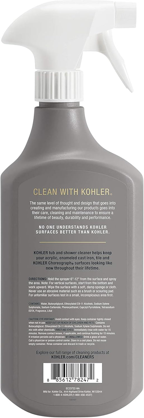 K-EC23732-NA 28 Oz KOHLER Tub and Shower Cleaner, Bathroom Cleaner, Restores Acrylic, Tile, Enameled cast iron