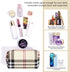 MAANGE Small Makeup Bag for Purse, 2 PCS Leather Travel Pouch, Portable Zipper Makeup Brushes Bag - Khaki Plaid