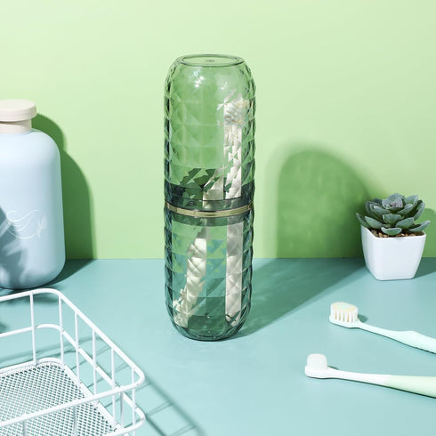 2PCS Travel Toothbrush Case, Portable Toothbrush Holder, Storage Container for Home, Bathroom, Trip, Green
