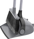 MR.SIGA Gray Broom and Dustpan Set with Adjustable Long Handle, Upright Combo for Floor Cleaning Lobby