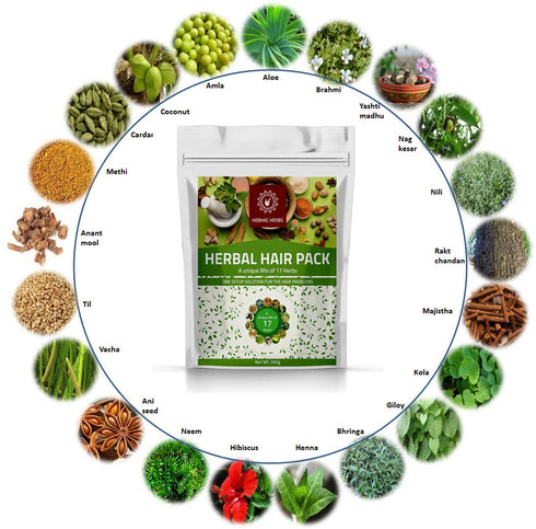 Herbal Hair Mix Powder 100g | herbal hair mix herbs for Hair Care by Hebhac Herbs Made with 17 Traditional Herbal Hair Oil Mix for Thick Long Hair Growth A Unique Mix of 17 Herbs