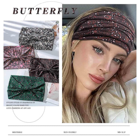Wide Boho Headbands for Women, Knotted Turban Headband, Elastic Nonslip Hairbands for Yoga Running