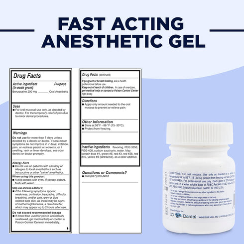 The Essentials Dynamic Dental Candi Caine, Topical Anesthetic Gel, 1 oz, Raspberry Flavor