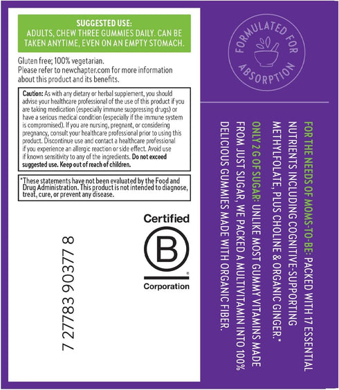Gummies 67% Gummies D3, 90ct New Chapter Prenatal Multivitamin Less Sugar, Prenatal for Mom & Healthy Baby