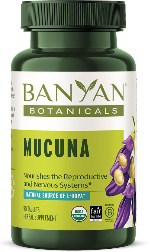 Banyan Botanicals Mucuna Pruriens – Organic Herbal Tablet, Energizing, Supports Healthy Nervous & Reproductive Systems,