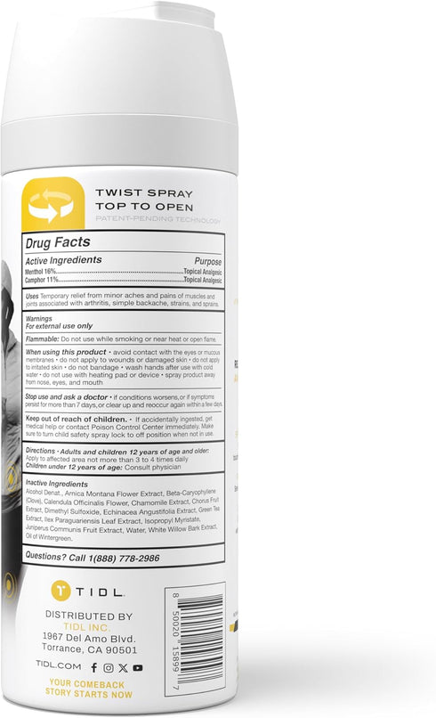 TIDL Max Strength Cryotherapy Spray - Advanced Pain Relief for Intense Aches & Soreness – 3 fl oz