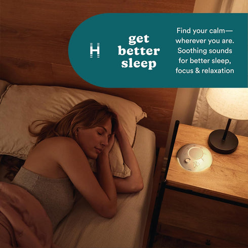 Light,12 Homedics Sleep Better Portable Sound Machine, Night Soothing Sounds Including White Noise, Rain