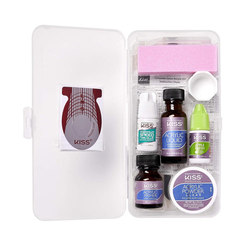 KISS Complete Salon Acrylic Fake Nails Manicure Kit with 60 Long Length Bubble Free Nails & Accessories