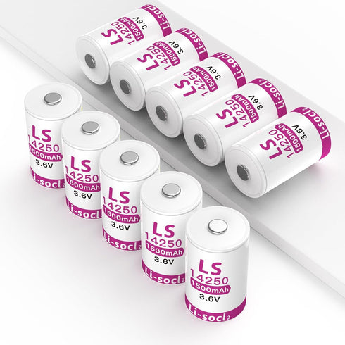 OHZHAO 10-Pack 1500mAh LS14250 3.6v er14250 Lithium Batteries, High-Capacity Battery for SAFT Water Electricity Meter