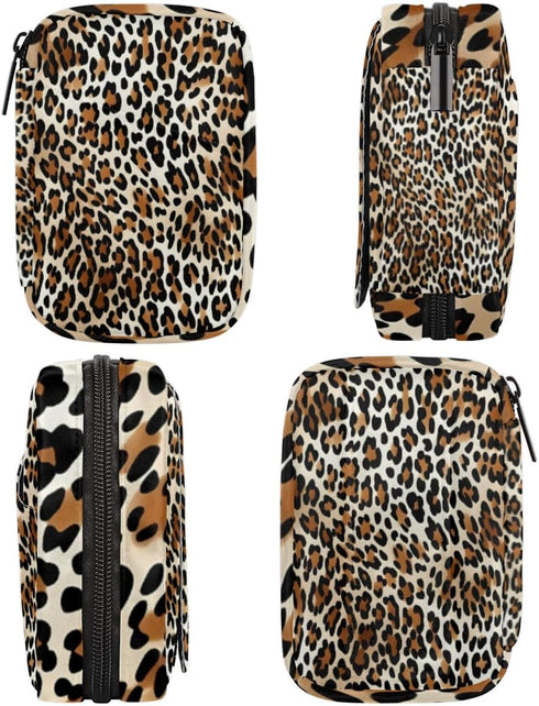 Skonsati 7 Leopard Cheetah Print Weekly Pill Organizer Pill Caes Bag Day Medicine Container Case with Removable Pill
